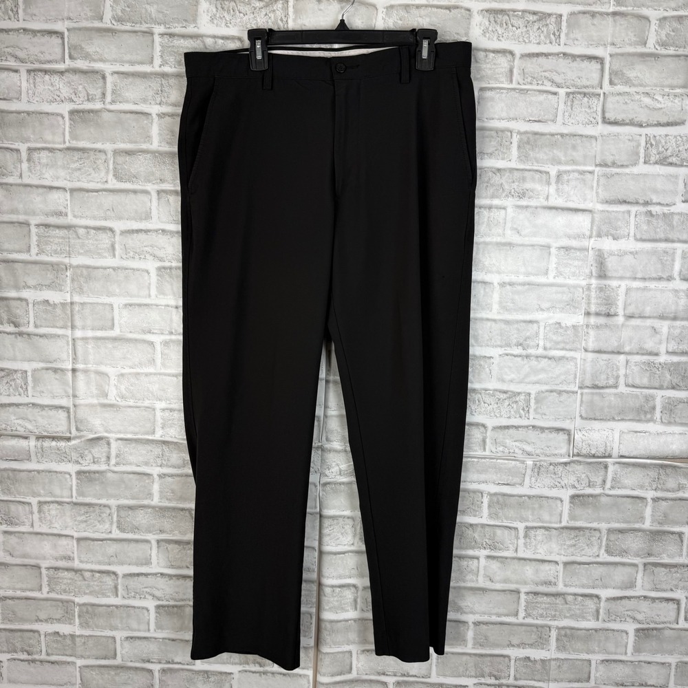 FootJoy Mens Black Performance Golf Pants 36x30 Stretch Flat Front FJ Logo